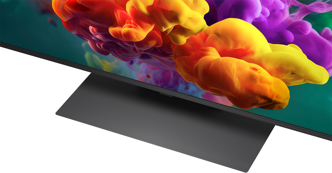 Egy modern TV élénk, színes füst háttérképpel.