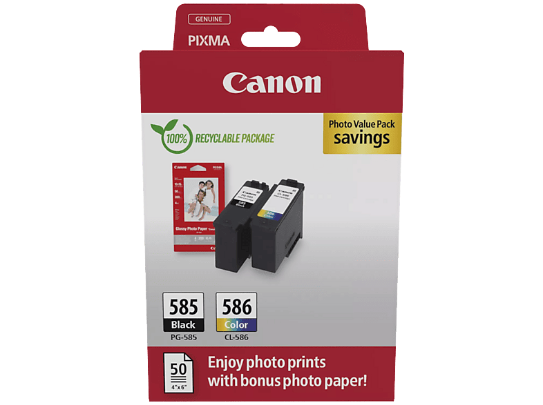 Canon PG595/CL586 PVP inktcartridge 2 stuk(s) Origineel Zwart, Cyaan, Magenta, Geel