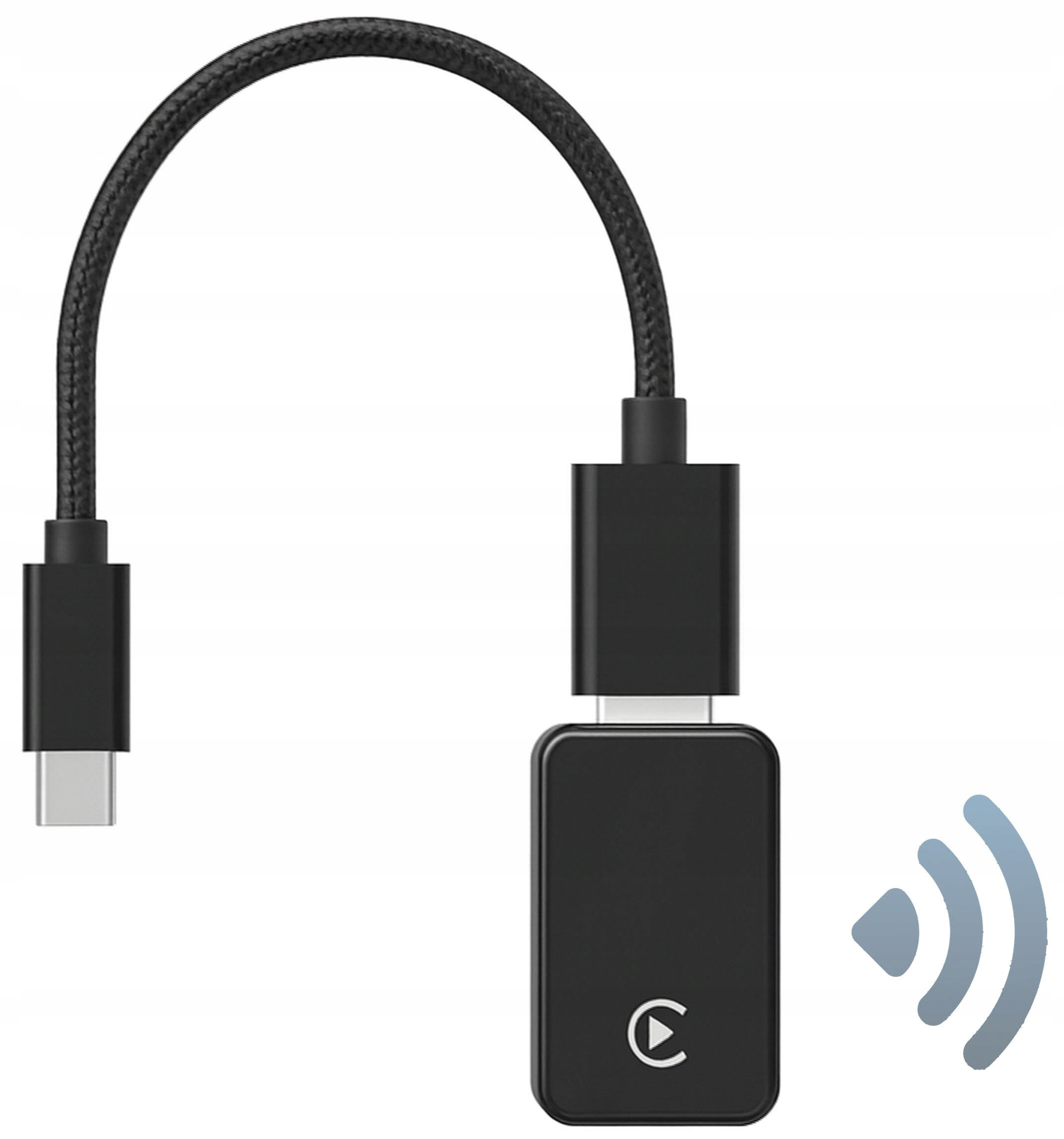 Czarny adapter USB-C z kablem i symbolem Wi-Fi.