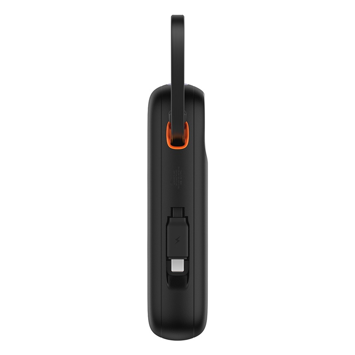 Funda de carga negra con correa y puerto USB.