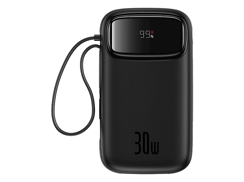 Powerbank - Baseus QPow 2, 20000 mAh, 30W, USB-A y USB-C, 4 puertos, Carga rápida simultánea, Con pantalla digital, Negro