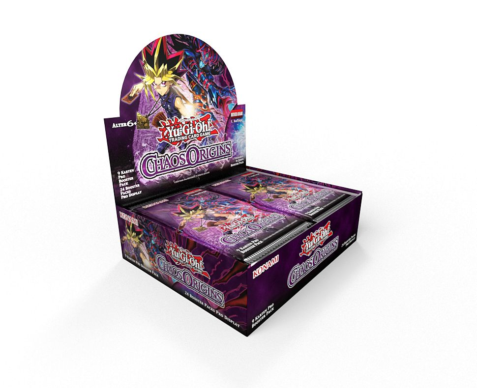 Yu-Gi-Oh! Chaos Origins Booster Display mit 24 Packungen.