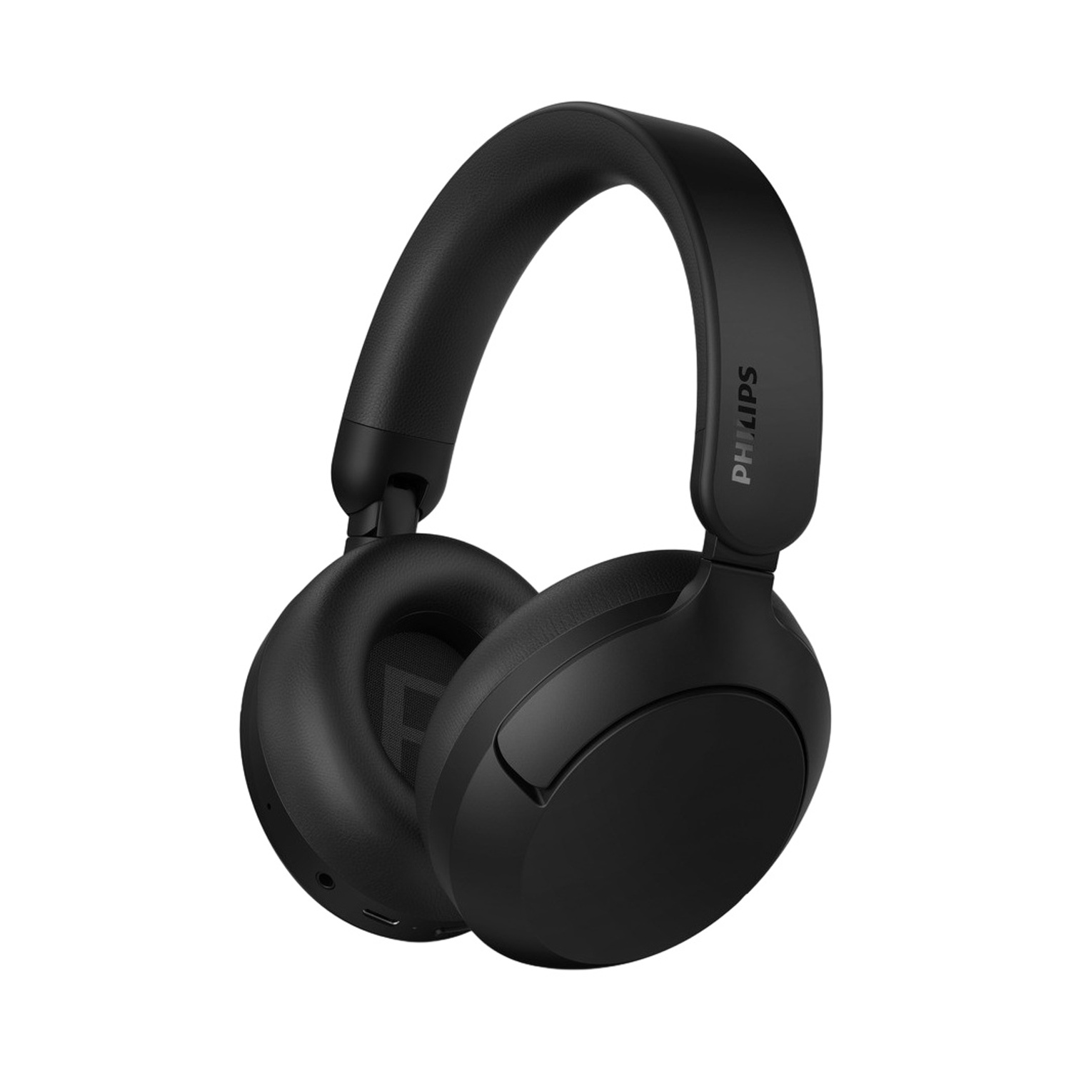 Cuffie nere over-ear con archetto e padiglioni imbottiti.