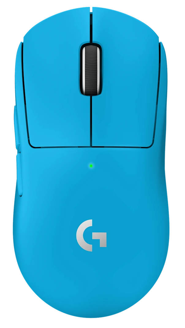 Kék Logitech gamer egér ezüst G logóval és görgetőkerékkel.