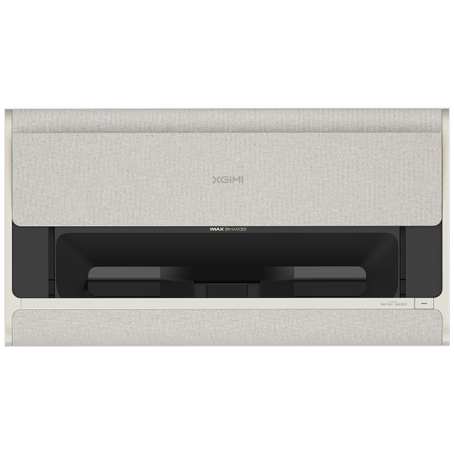 A XGIMI projector with fabric covering and IMAX ENHANCED lettering.