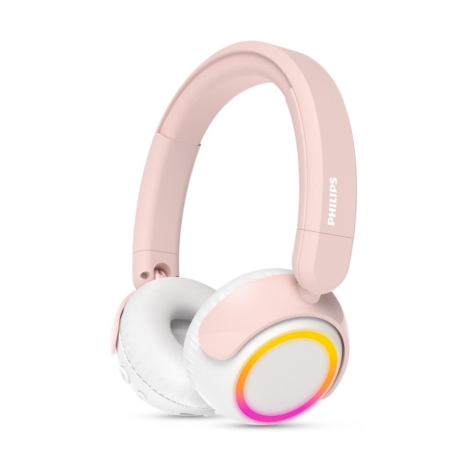Cuffie Philips rosa con anelli luminosi sui padiglioni.