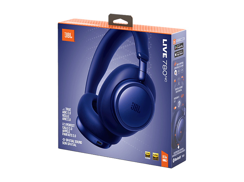 Auriculares inalámbricos - JBL Live 780NC, Circumaurales, Bluetooth 6.0, Cancelación de ruido adaptativa 2.0, Sonido Espacial, 80h autonomía, Azul – imagen 2