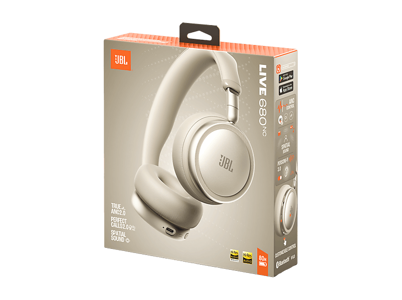 Auriculares inalámbricos - JBL LIVE 680 NC, Supraaurales, Bluetooth 6.0, Cancelación ruido adaptativa 2.0, Sonido Espacial, 80h autonomía, Champagne – imagen 2