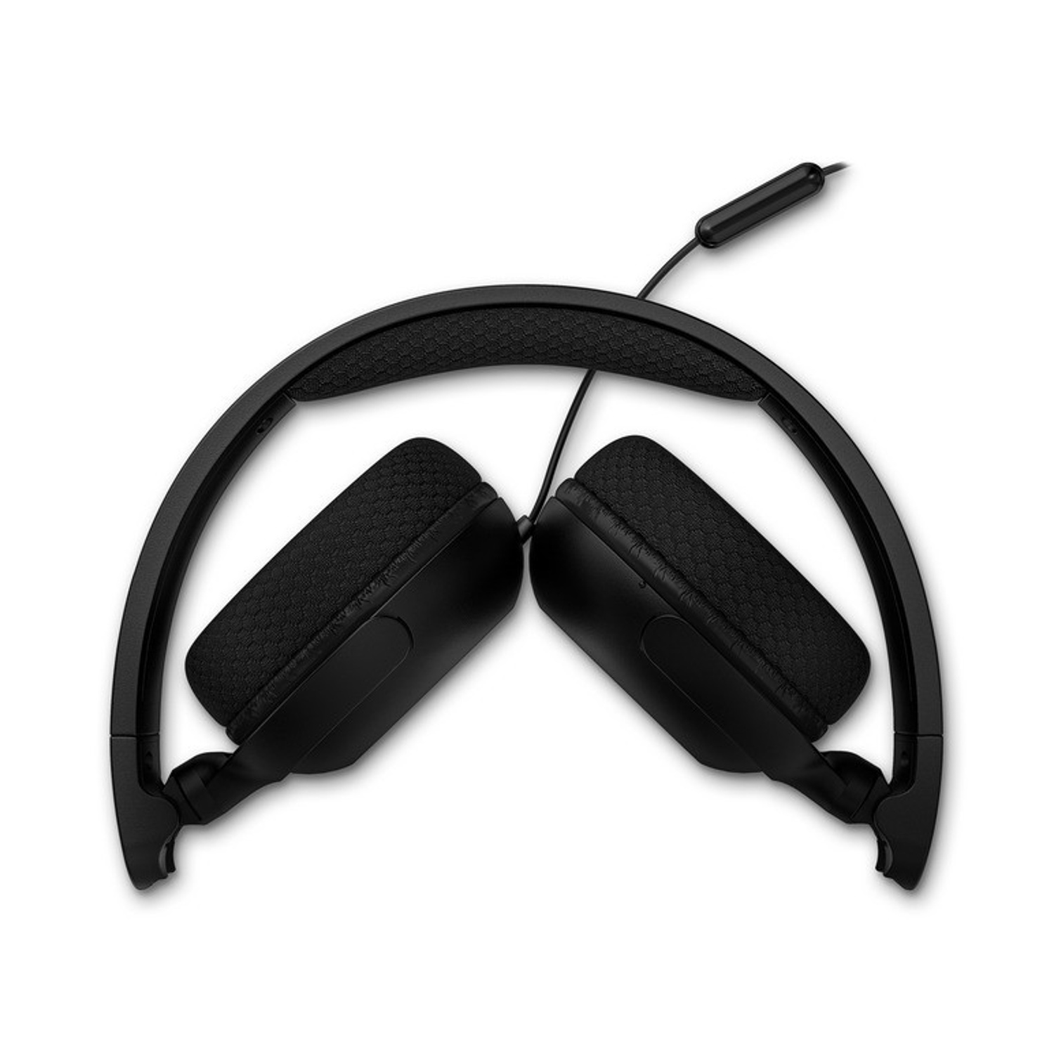 Cuffie nere over-ear con padiglioni testurizzati e archetto imbottito, su sfondo bianco.