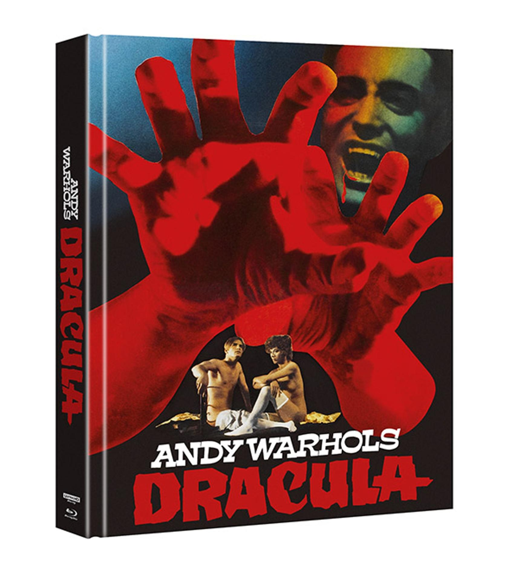 Andy Warhols Dracula: Rote Hände, zwei junge Leute, ein Vampirgesicht.
