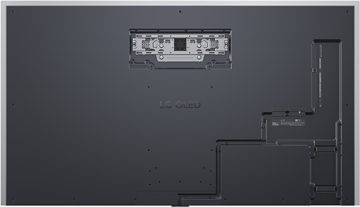 LG OLED TV hátulja VESA tartóval és portokkal.