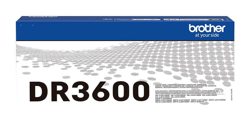 Opakowanie bębna Brother DR3600 ze wzorem i numerem modelu.