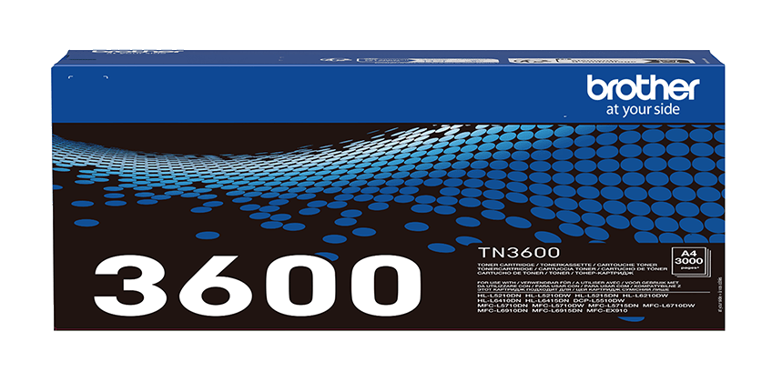 Pudełko z tonerem Brother TN3600 z nazwą modelu 3600.