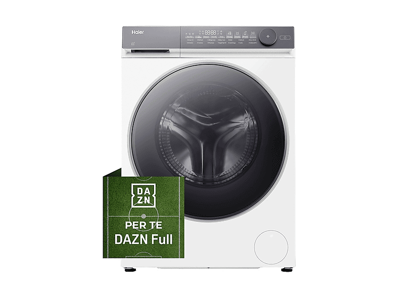 HAIER HW130-B14367U-IT LAVATRICE, Caricamento frontale, 13 kg, 14 programmi, Profondità 67 cm, Giri 1400 rpm, Argento/Bianco, livello rumorosità centrifuga 70 dB(A), Classe A, Abbonamento DAZN Full 6 mesi incluso