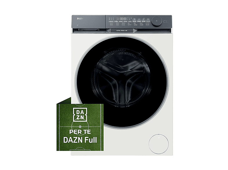 HAIER HW110-B14387UIT LAVATRICE, Caricamento frontale, 11 kg, 14 programmi, Profondità 67 cm, Giri 1400 rpm, Grigio/Bianco, livello rumorosità centrifuga 69 dB(A), Classe A, Abbonamento DAZN Full 6 mesi incluso