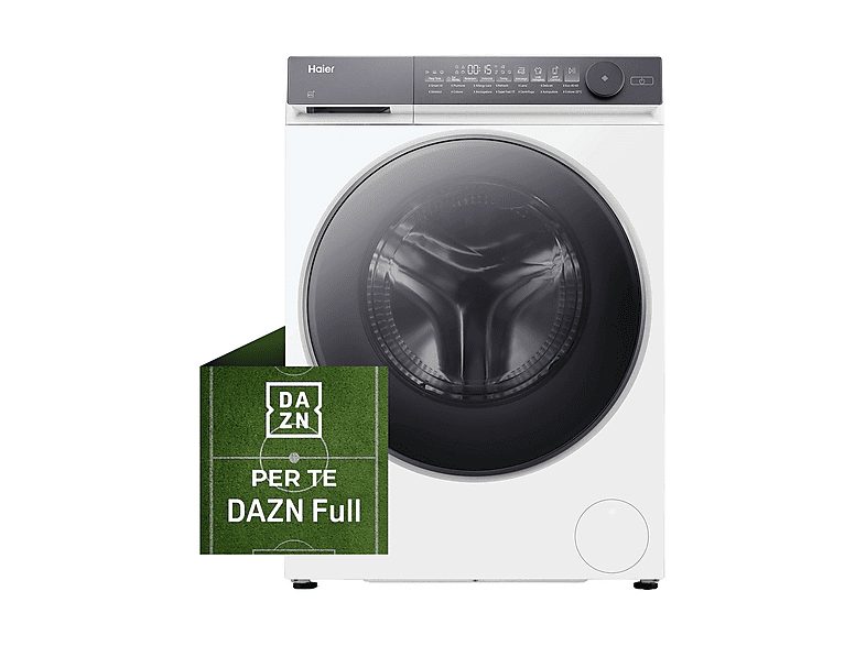 HAIER HWD120-B14367UIT LAVASCIUGA, Caricamento frontale, capacità lavaggio 12 kg, asciugatura 8 14 programmi, Profondità 67 cm, Giri 1400 rpm, Bianco, Argento, Classe D, Abbonamento DAZN Full 6 mesi incluso
