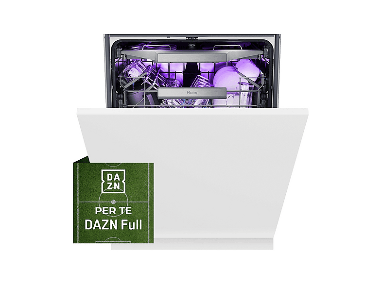 HAIER XS 4A4M4BB LAVASTOVIGLIE INCASSO, I-Pro Shine, LED Biovitae, larghezza 59,7 cm, 14 coperti, programma Smart AI,  livello rumorosità 44 dB(A), Classe A, Abbonamento DAZN Full 6 mesi incluso