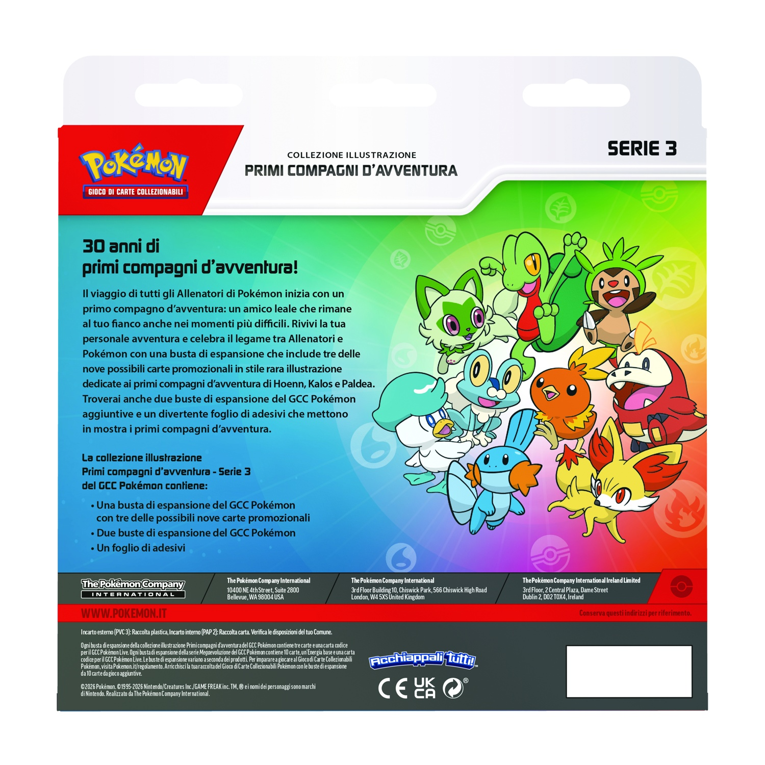 GCC Pokémon: Serie 3 "Primi compagni d'avventura" con molti personaggi.