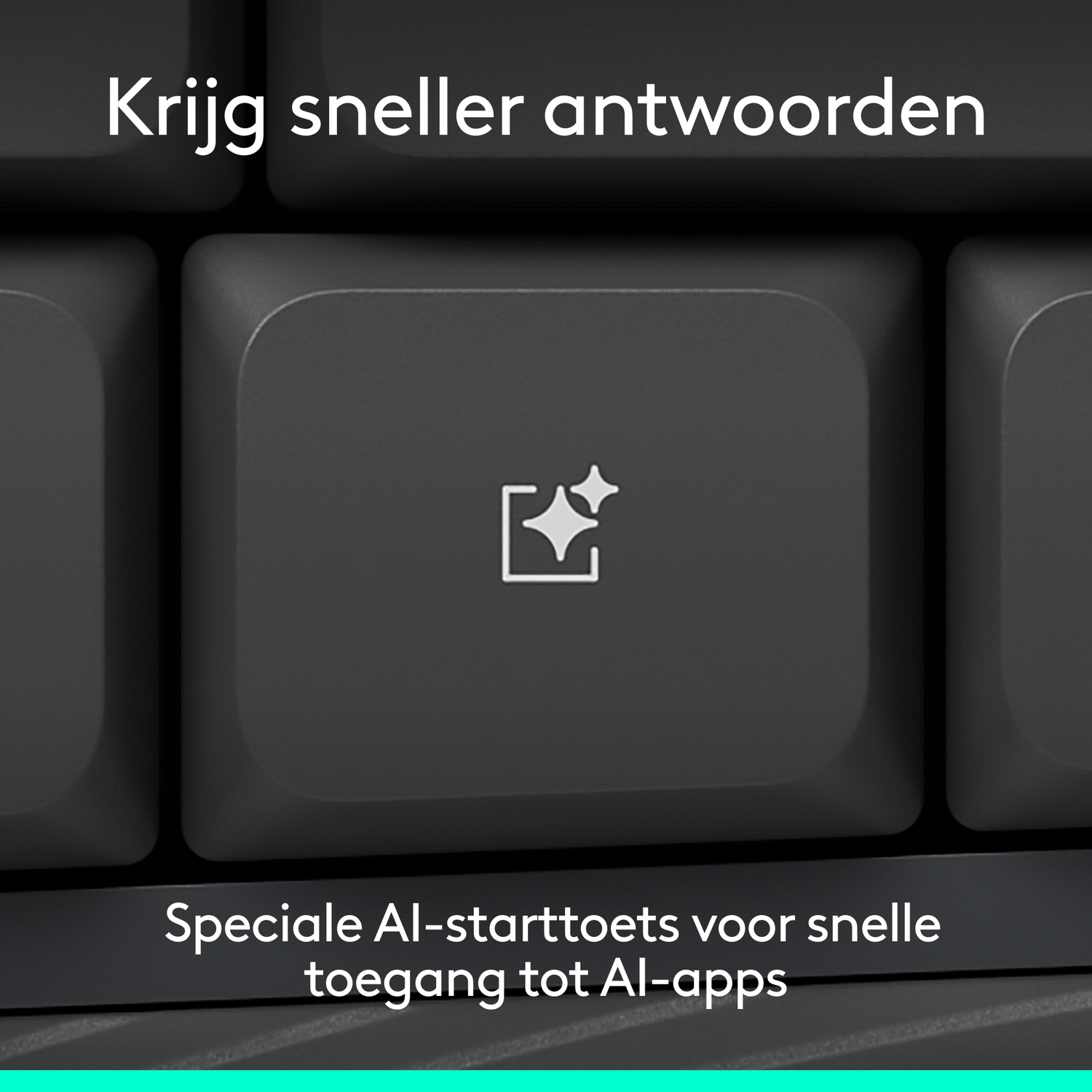 A keyboard key with an AI icon and text in Dutch.