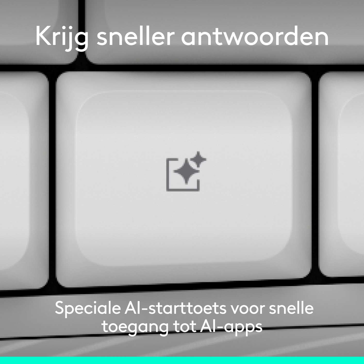 A keyboard key with an AI icon and text in Dutch.