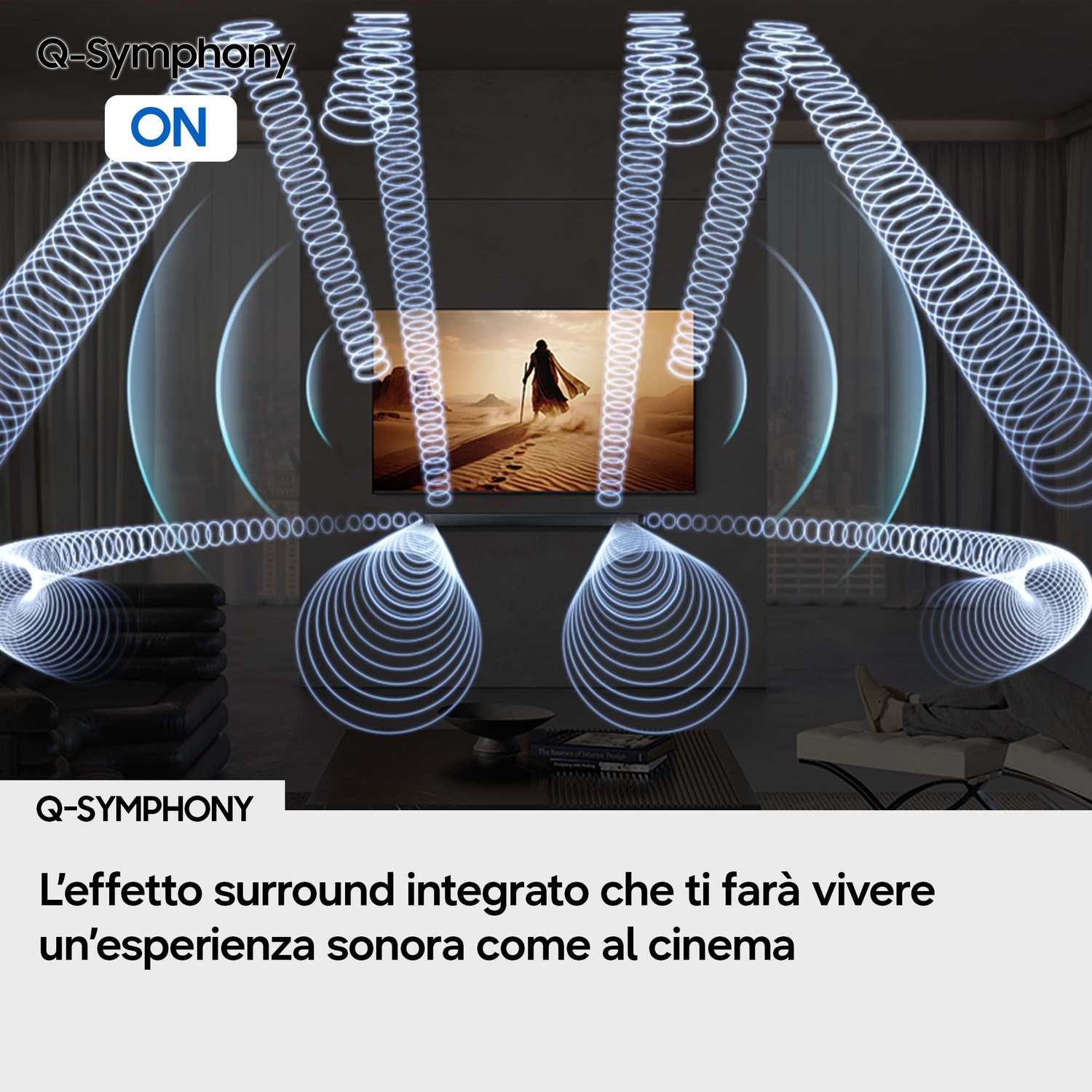 Q-Symphony: TV con audio surround integrato per un'esperienza cinema.