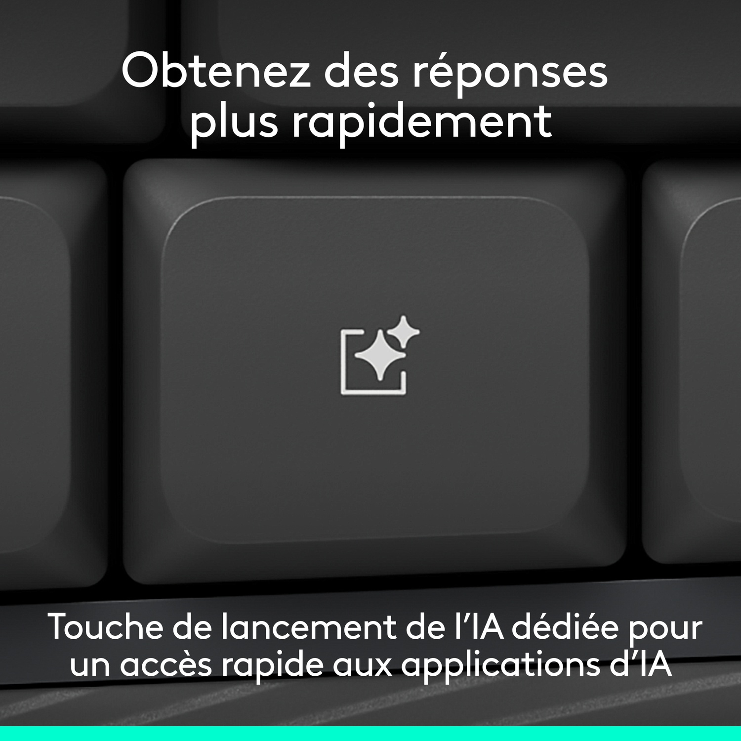 Un clavier avec une icône IA pour un accès rapide.