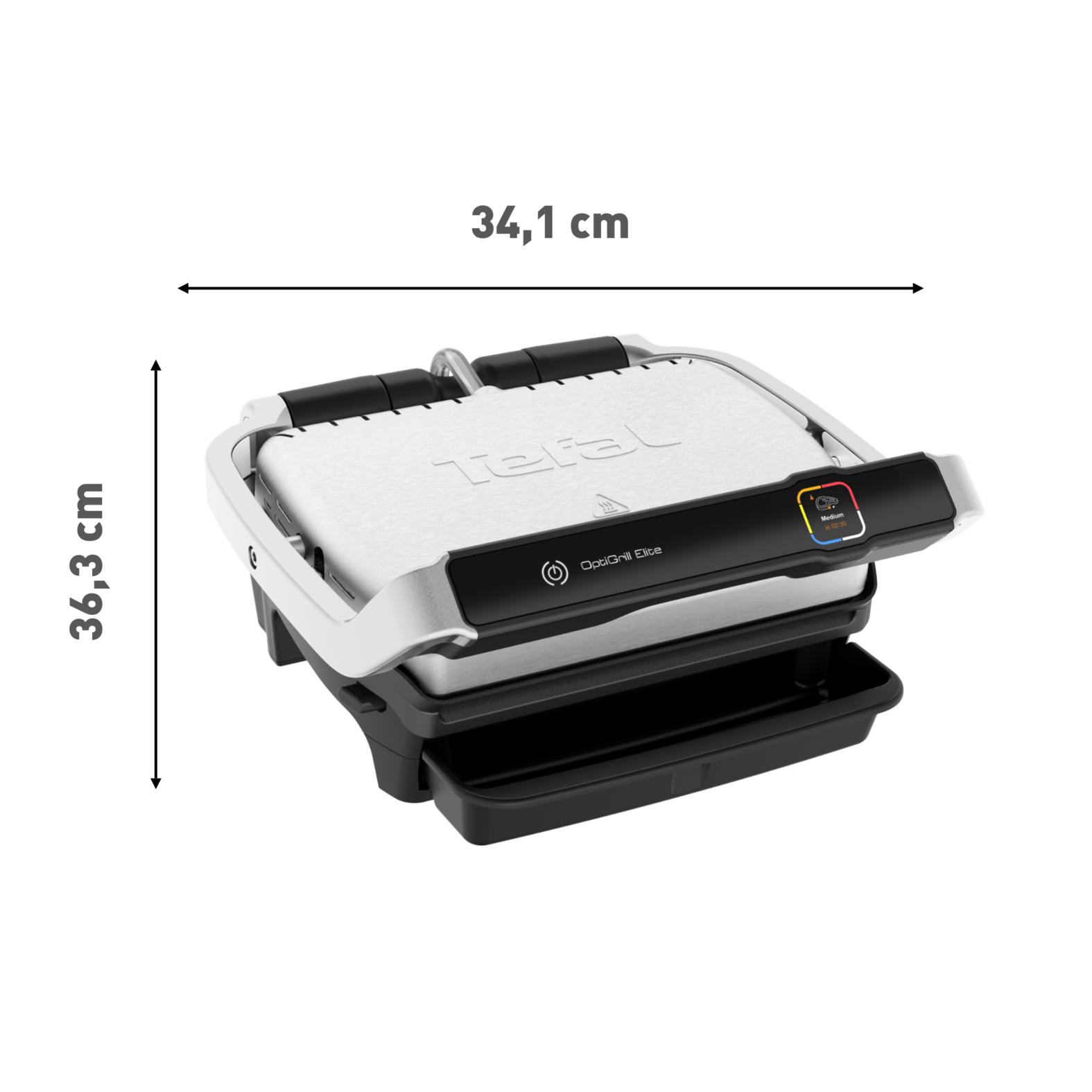 Tefal OptiGrill Elite Elektrogrill, 34,1 cm breit, 36,3 cm hoch.