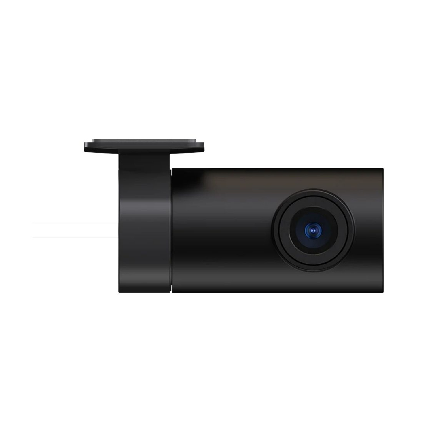 Compatta dashcam nera con obiettivo e supporto. Design minimalista.