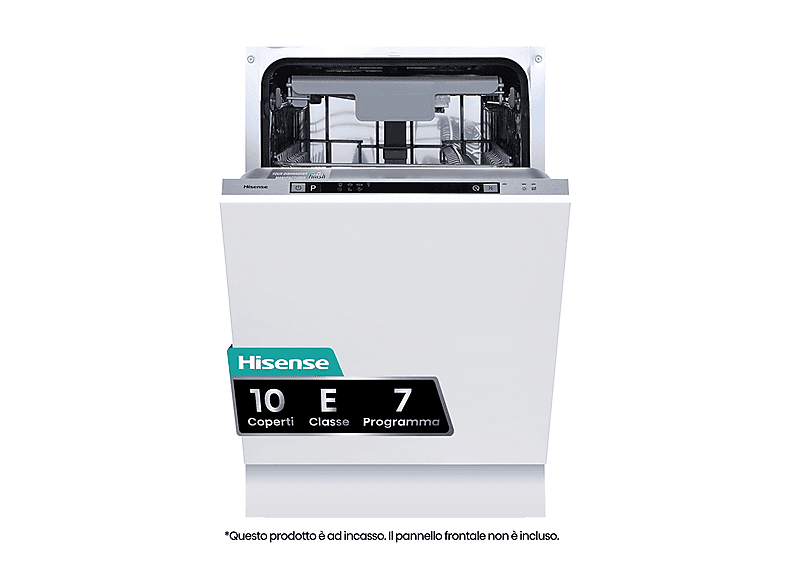 LAVASTOVIGLIE INCASSO Pannello frontale non in dotazione HISENSE HV523E10, Programmi 7, Dimensioni: L 55 cm, A 81,5 P 44,8 Rumorosità 47 dB(A), Consumo di acqua 9 l, Bianco, Classe E