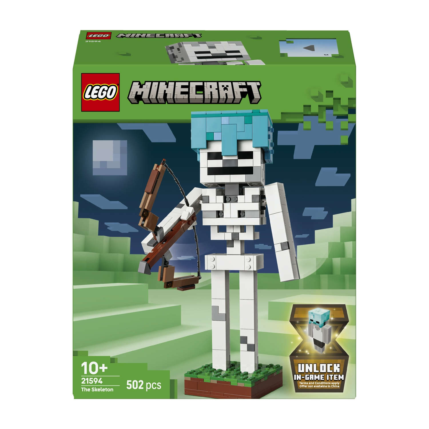 Set LEGO Minecraft con modello di scheletro con arco e freccia.