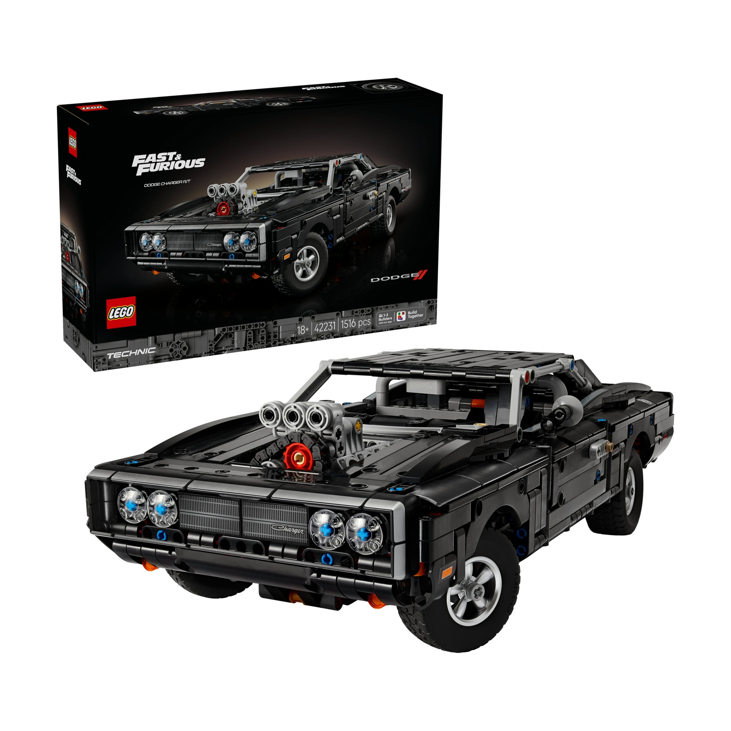 Modellino auto Lego Technic Dodge Charger nero da Fast & Furious, con scatola.