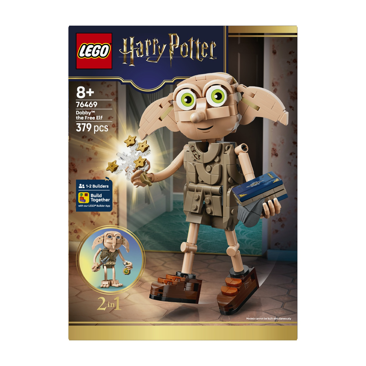 Set LEGO Harry Potter Dobby ilhse elfico con 379 pezzi, modello 2 in 1.