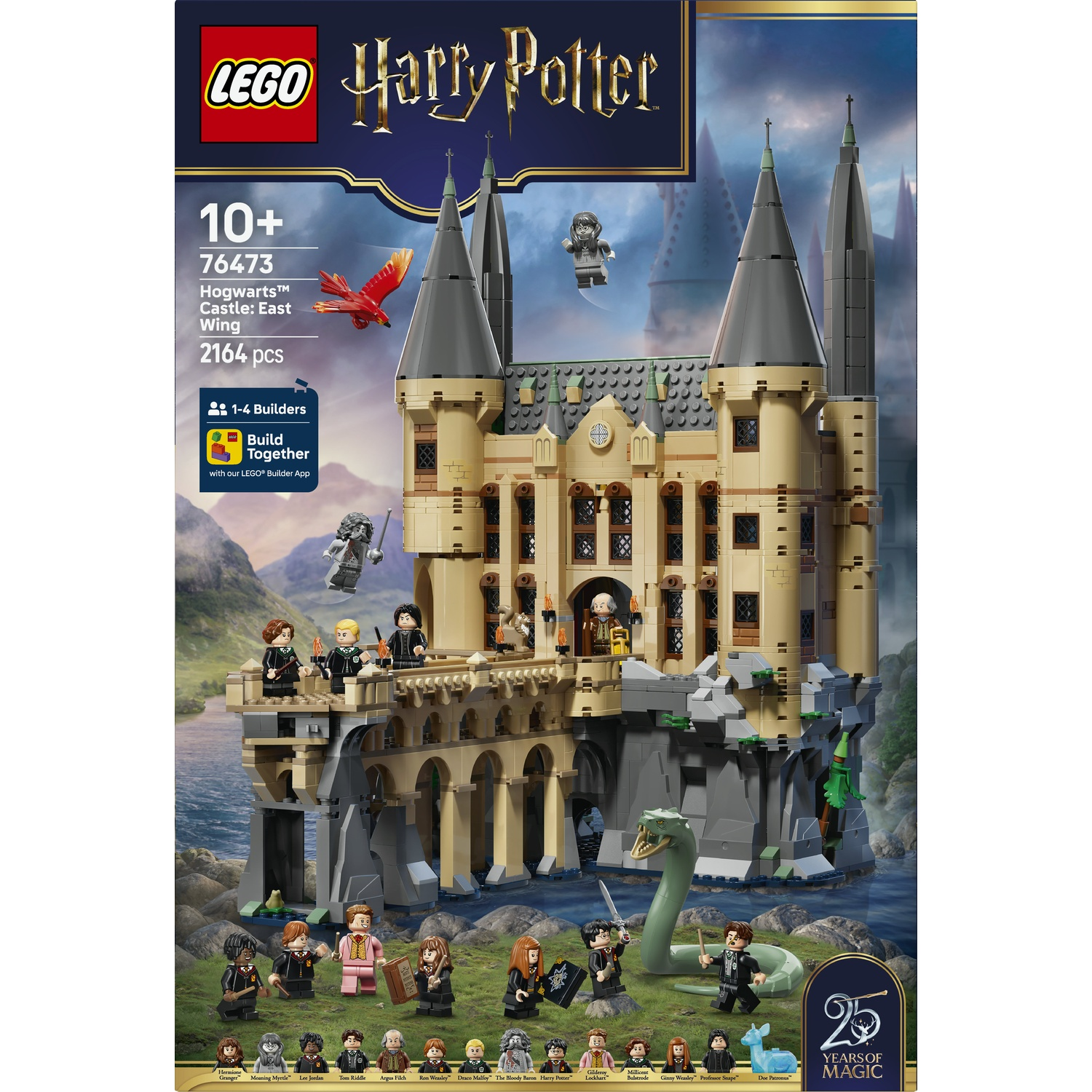 Set Lego Harry Potter Castello di Hogwarts Ala Est con figure e drago. 2164 pezzi.