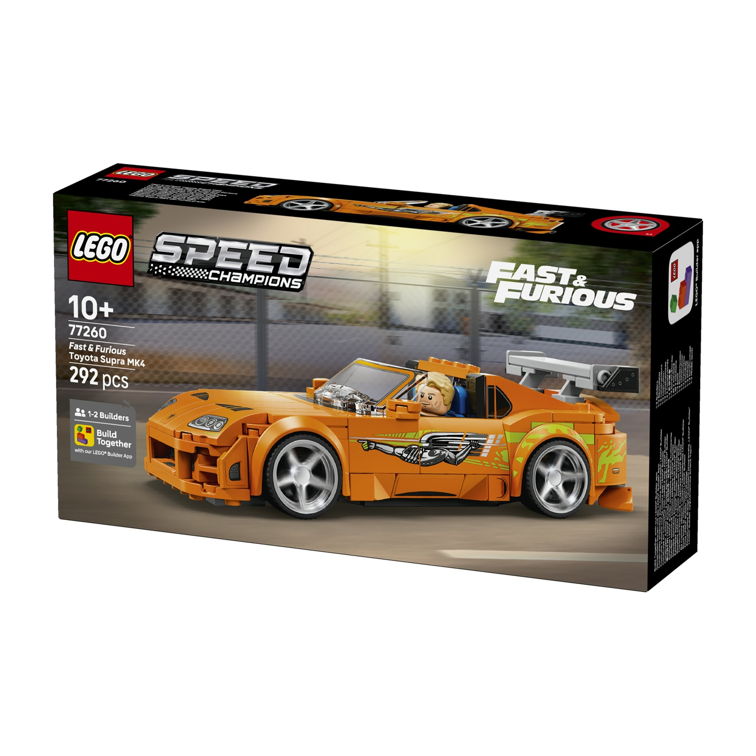 Scatola del set LEGO Speed Champions Fast & Furious Toyota Supra MK4.