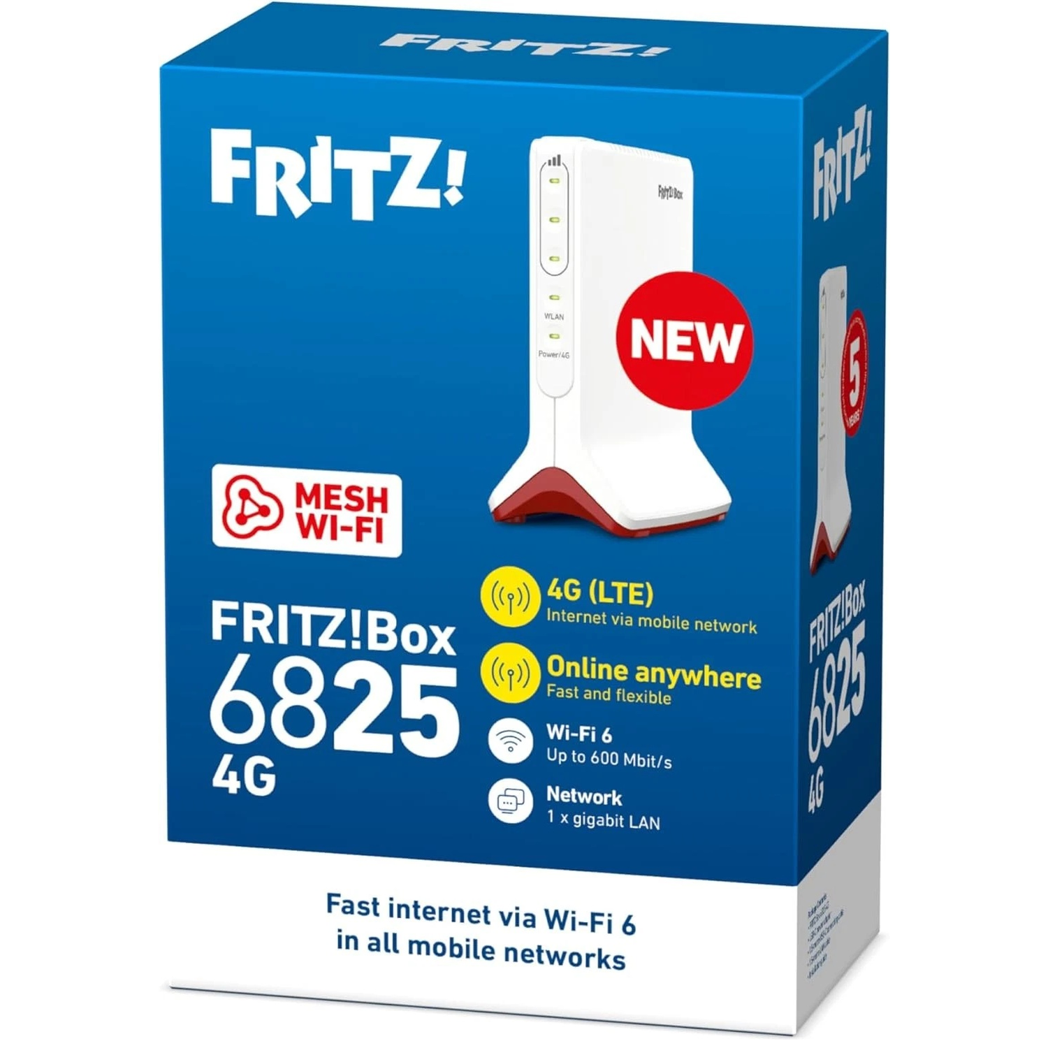 FRITZ!Box 6825 4G Router met Mesh Wi-Fi 6 en 5 jaar garantie.