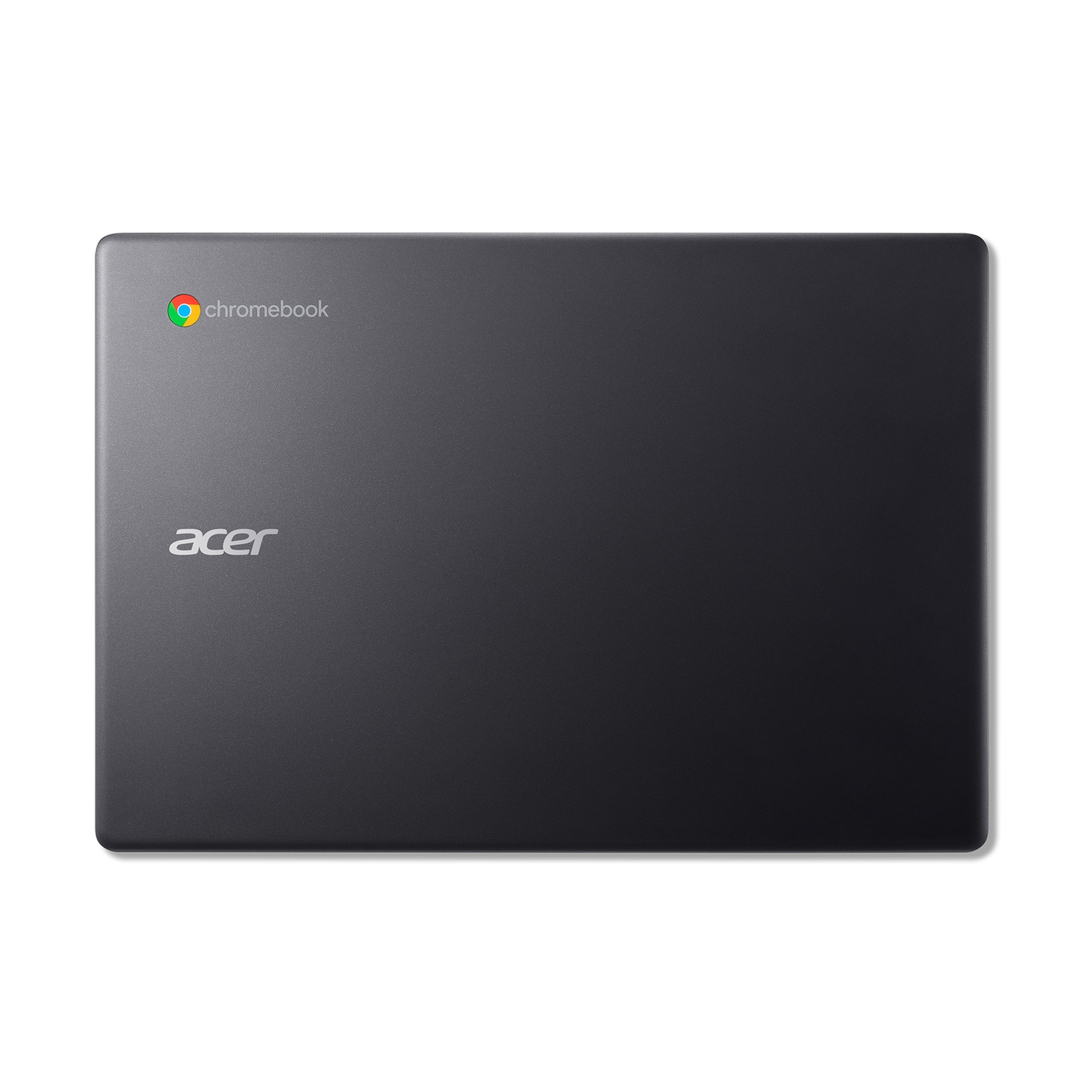 Un Chromebook Acer scuro e chiuso con il logo in alto a sinistra.