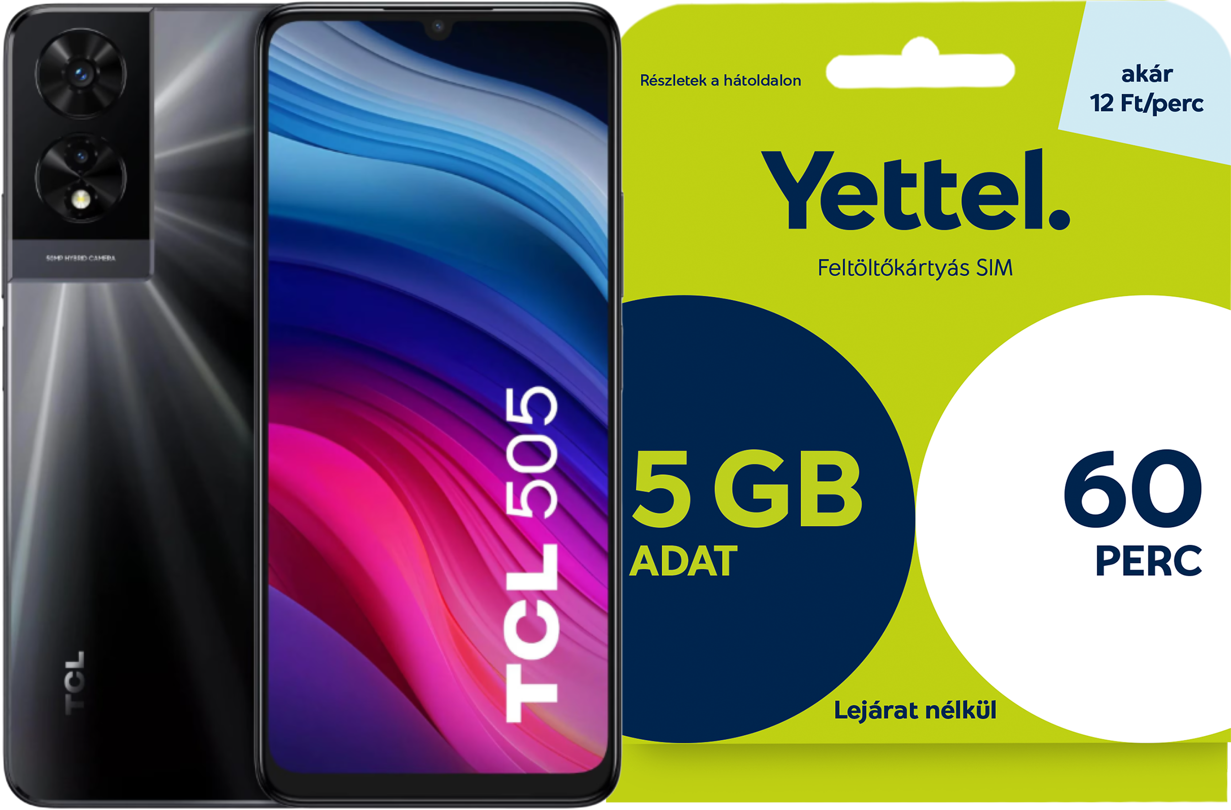 TCL 505 DS 8/128 GB DualSIM Szürke Feltöltőkártyás Okostelefon + Yettel L Expressz SIM kárty