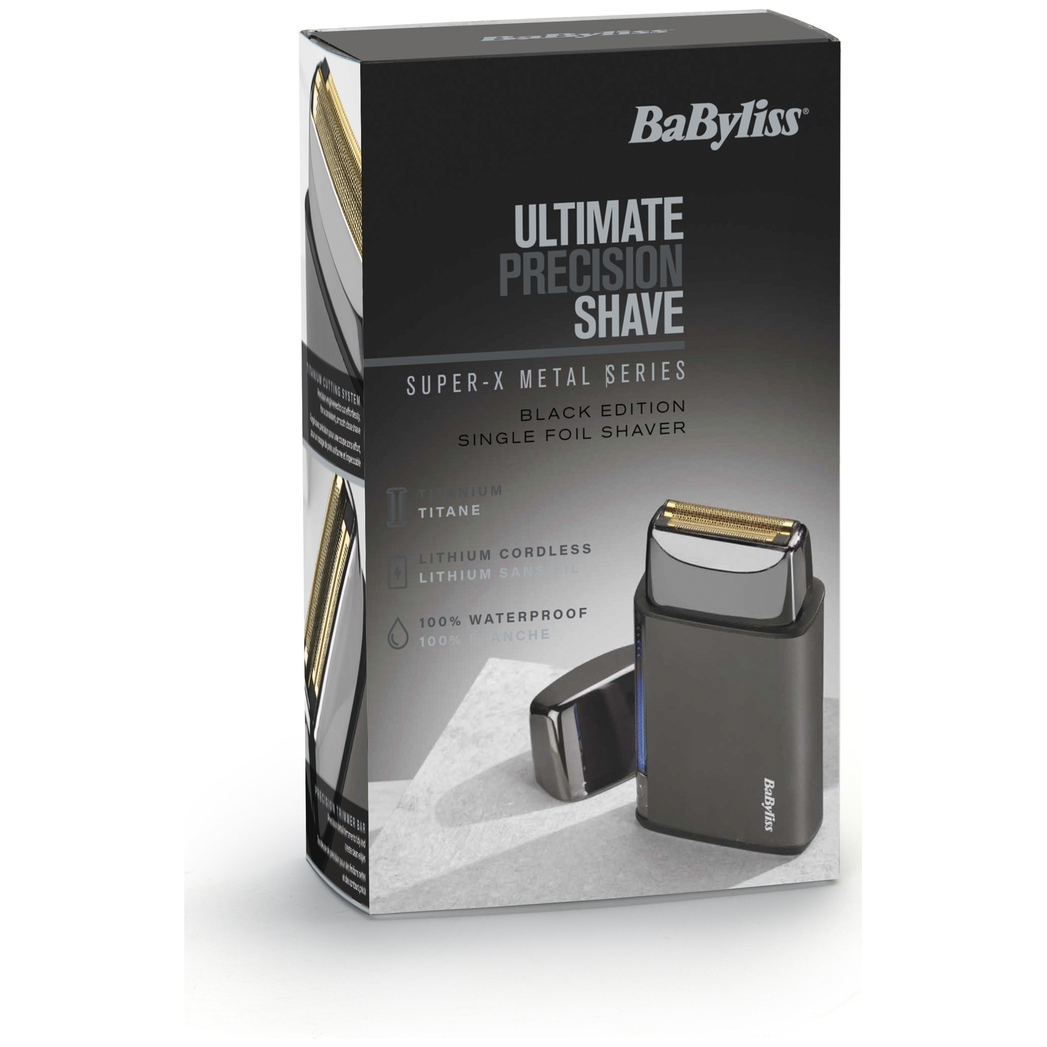 Doos voor een BaByliss precisiescheerapparaat, black edition, enkele folie.