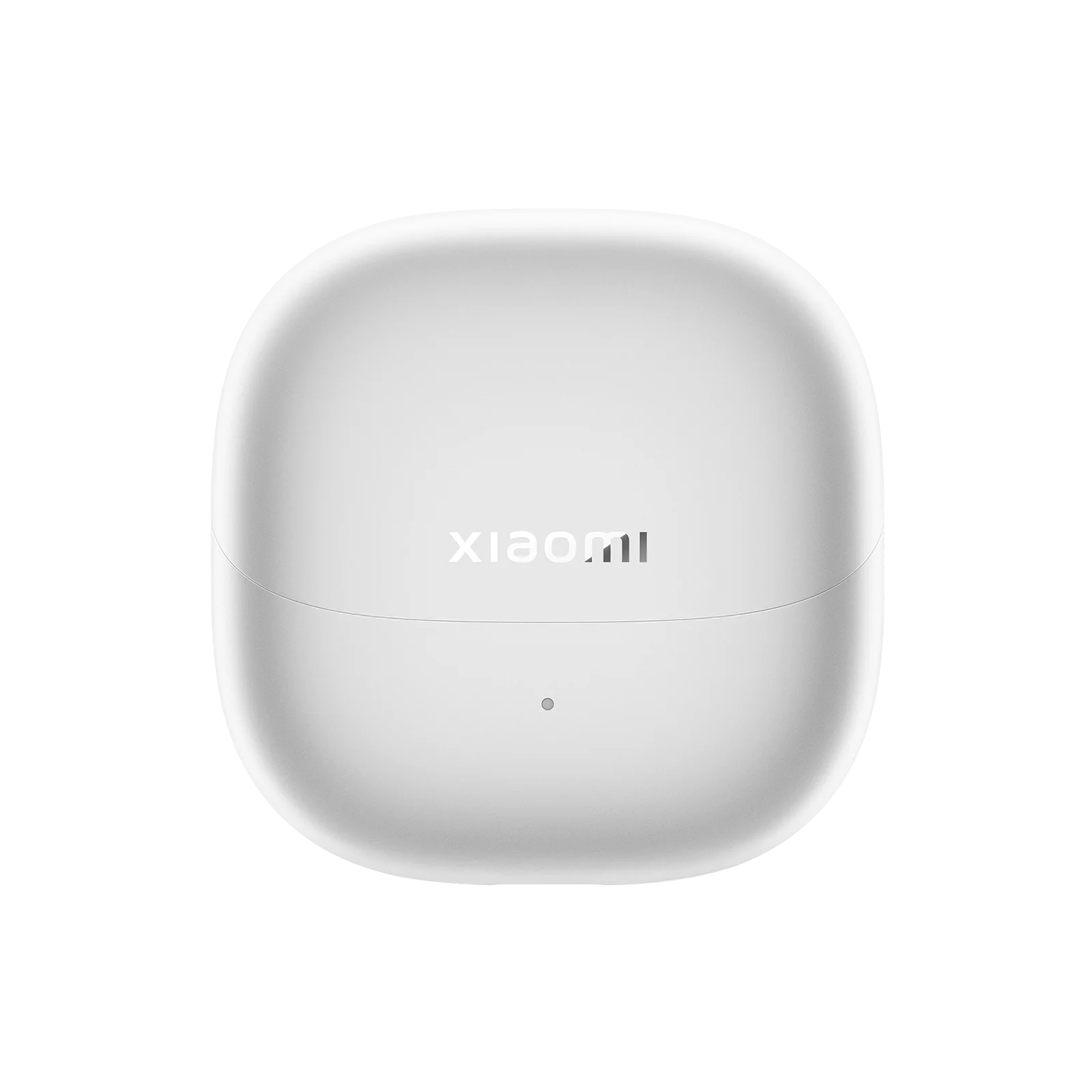 Egy fehér Xiaomi töltőtok lekerekített sarkokkal és egy kis körrel.