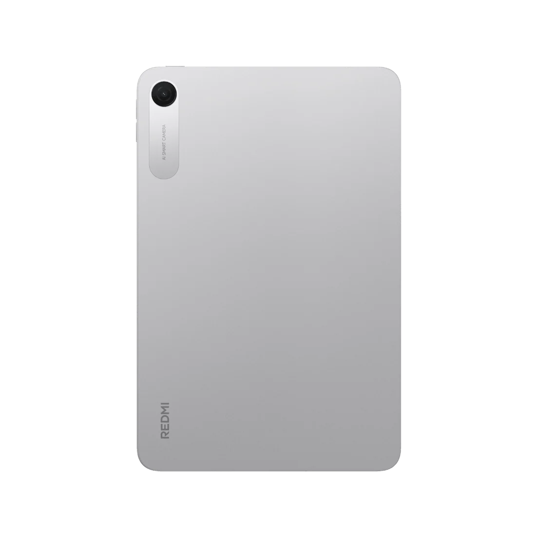 Reverso de una tableta plateada con cámara y logo Redmi.