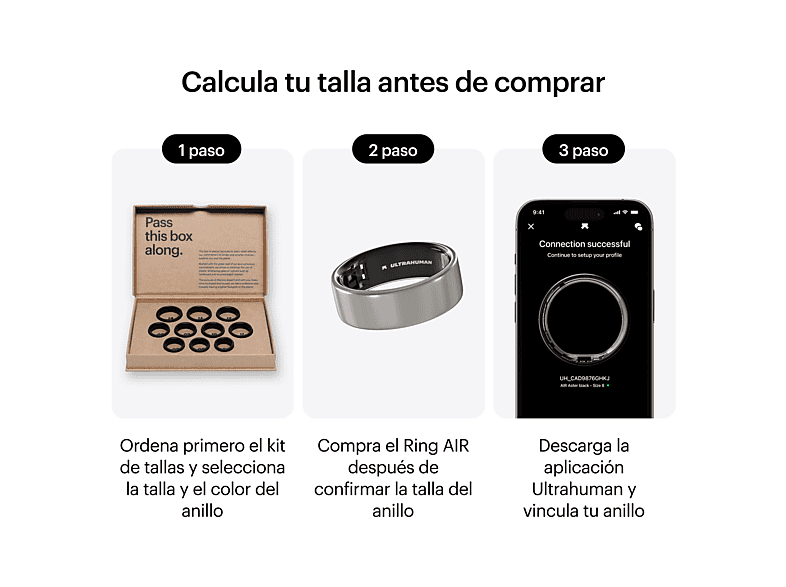Anillo inteligente - Ultrahuman Ring Air, 24 mAh, Talla 10 (20.75 mm), Hasta 6 días de Autonomía, Resistente al Agua hasta 100m, Raw Titanium