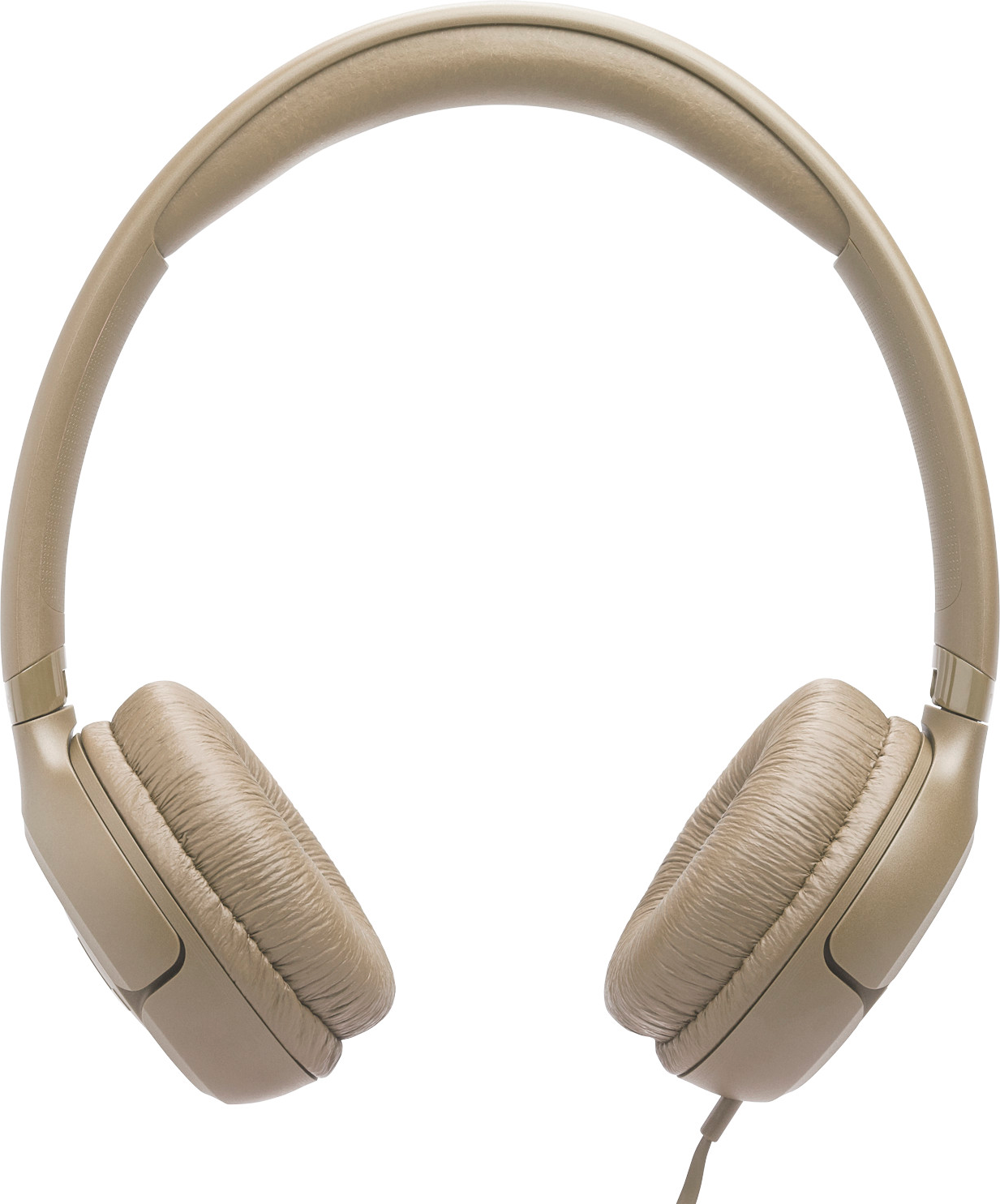 Casque circum-auriculaire beige avec oreillettes rembourrées et arceau. Filaire.