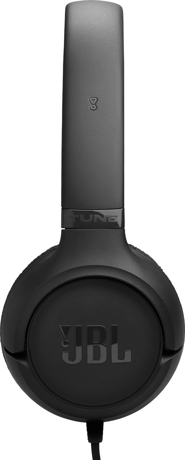 Schwarzer JBL Kopfhörer mit Kabel, Tune-Logo und einem kleinen Symbol.