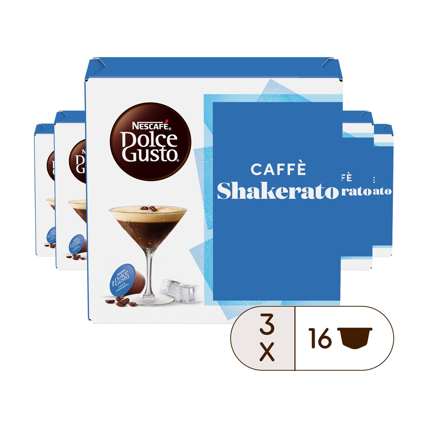 Capsule caffè Nescafe Dolce Gusto Shakerato con cocktail e ghiaccio. Confezione da 16.