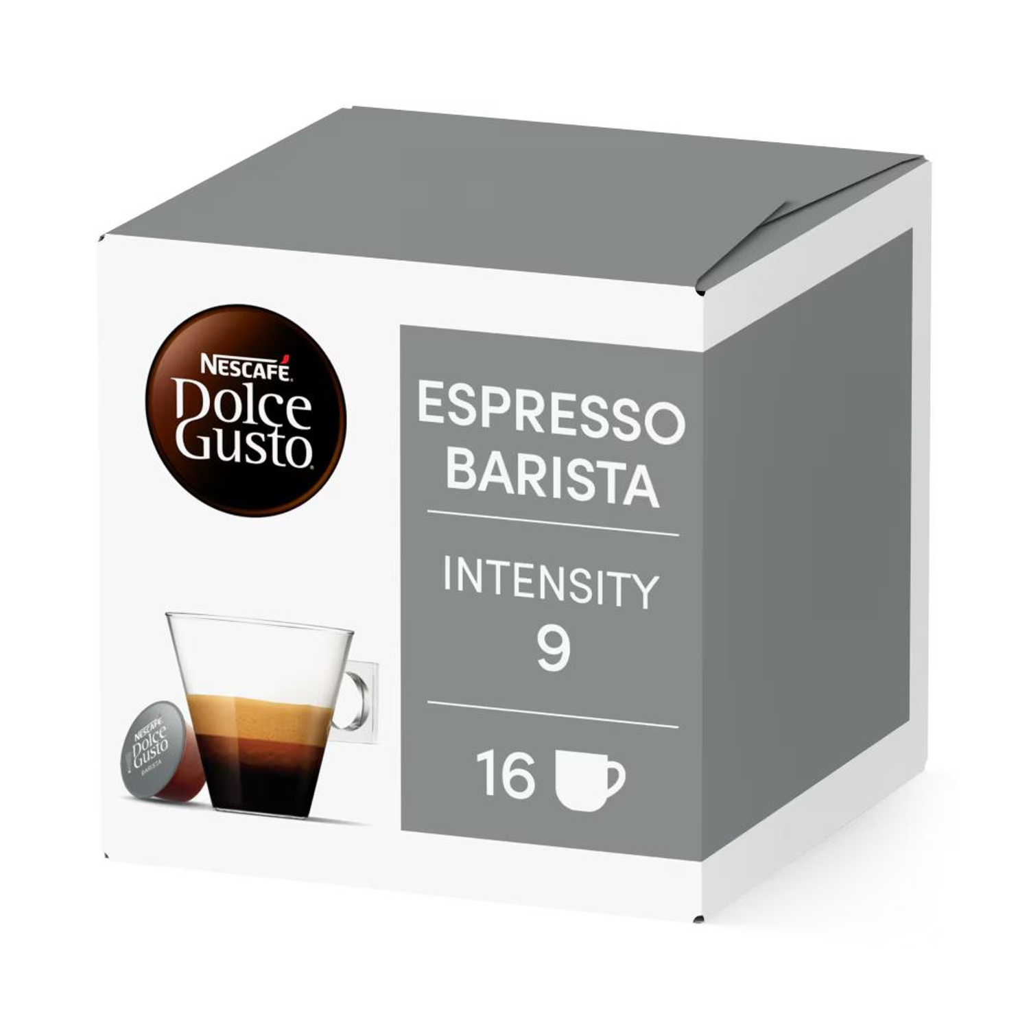 Scatola Nescafé Dolce Gusto Espresso Barista Intensità 9, 16 capsule.