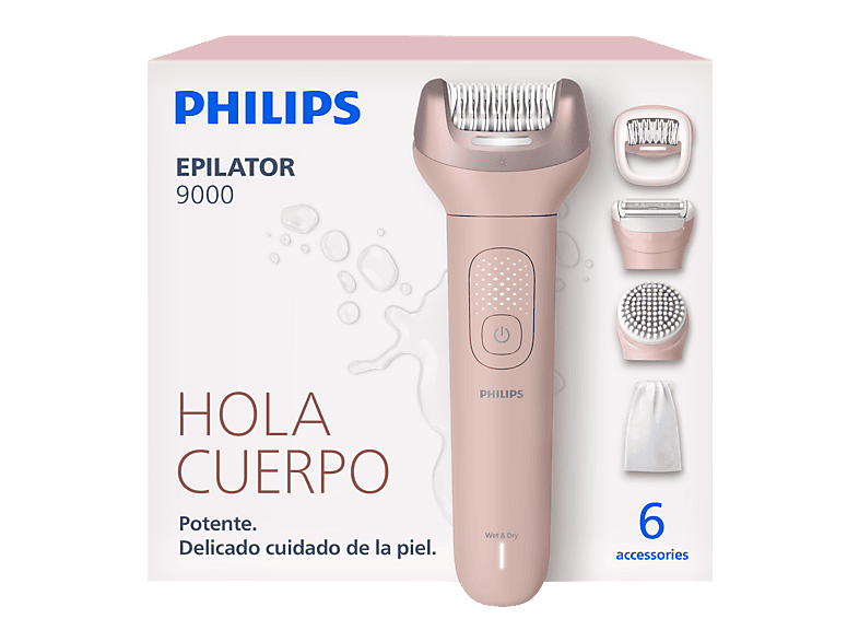 Depiladora - Philips BRE718/00, Serie 9000, ProGuide 360°, 32 pinzas cerámica, Cuerpo, Axilas y Bikini, Seco Mojado, 60 min, Sin cable, LED