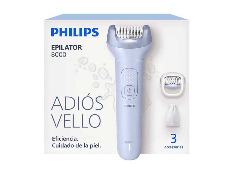 Depiladora de arranque - Philips BRE708/00, ProGuide 360°, 32 pinzas cerámica, Piernas y Cuerpo, Seco Mojado, 60 min, Sin cable, LED