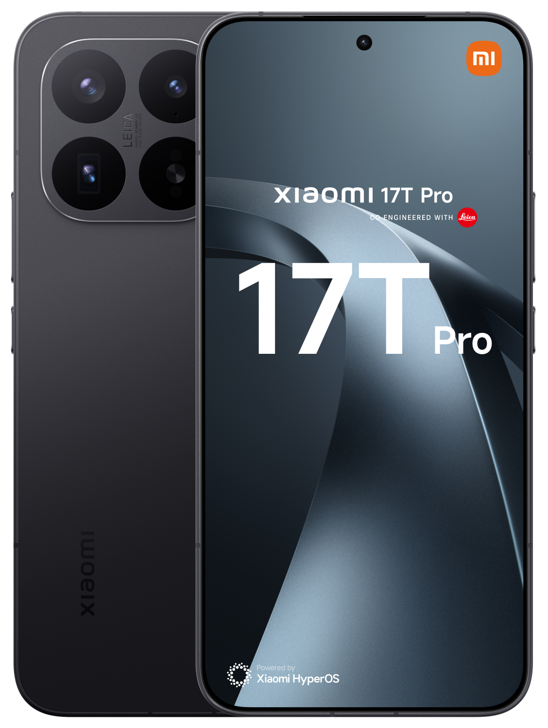 Szary smartfon Xiaomi 17T Pro z aparatem Leica.