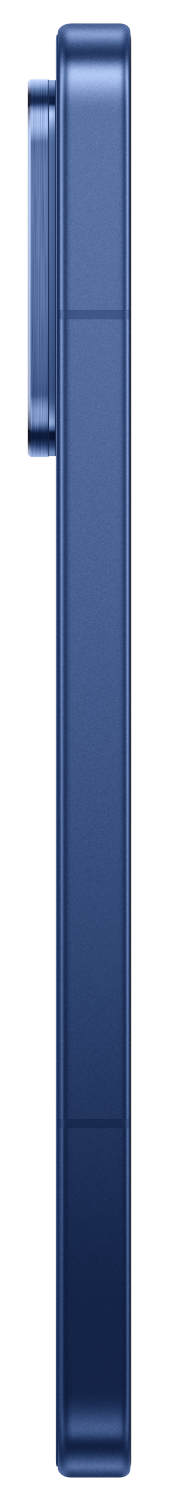 Niebieski, prostokątny power bank z modułem aparatu po lewej stronie.