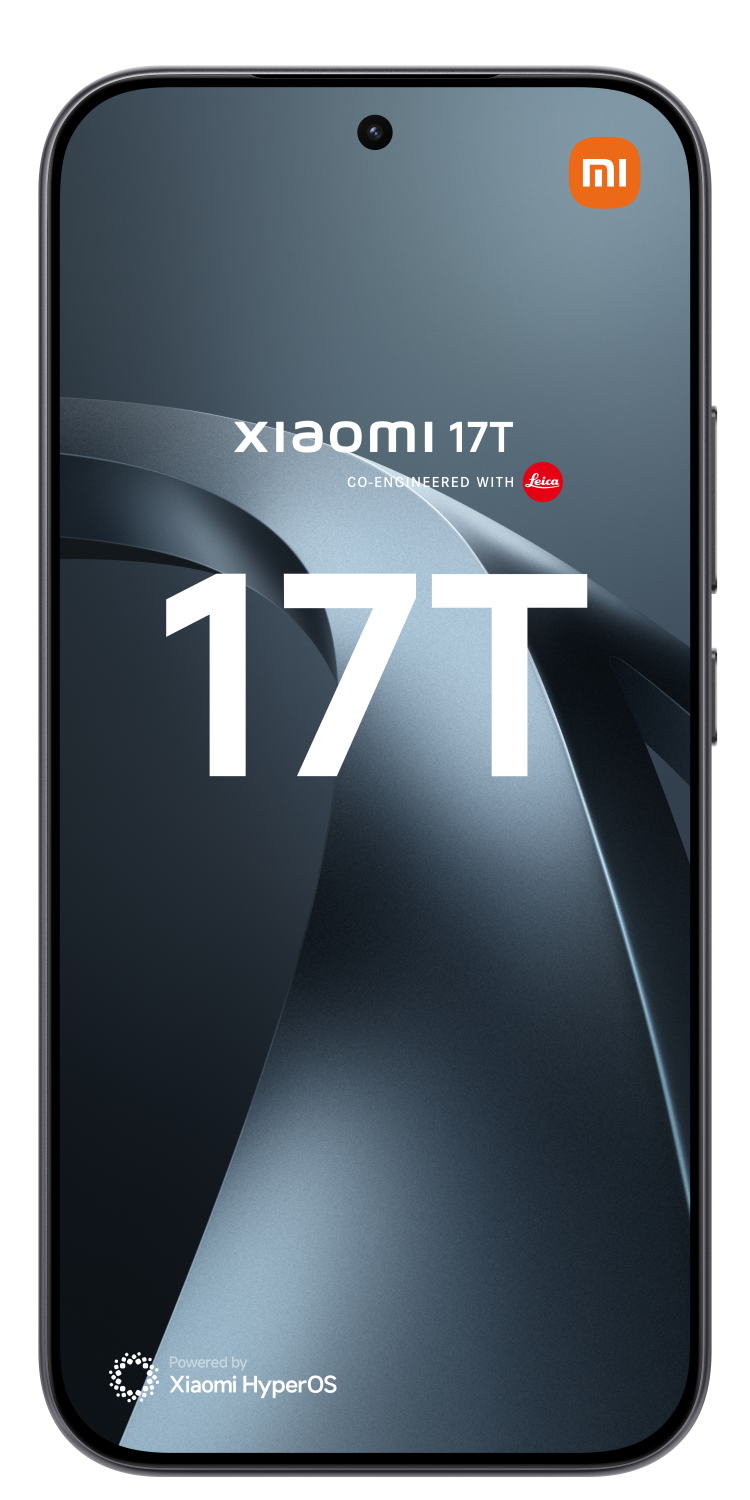 Smartfon Xiaomi 17T z współpracą Leica i logo HyperOS.